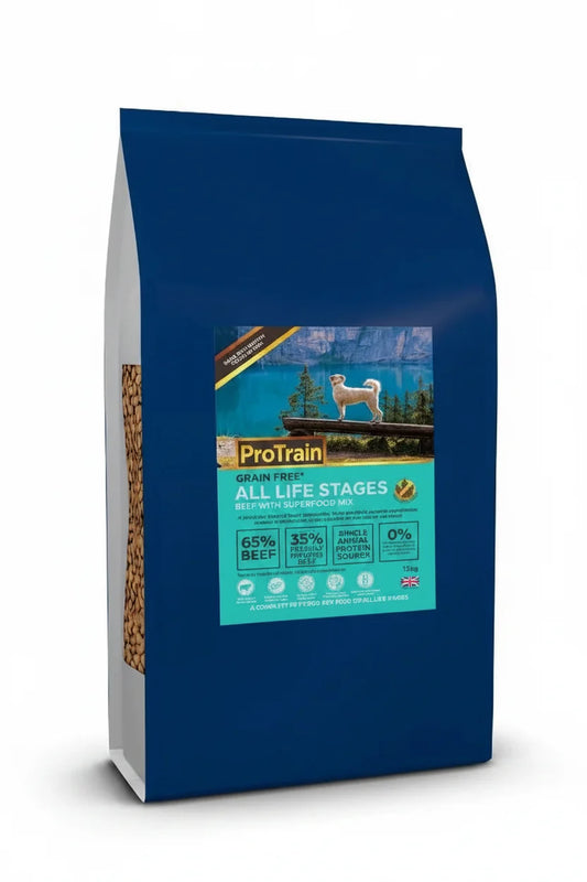 ProTrain All Life Stages Grain Free Grass Fed Angus Beef Dry Dog Food (Made in UK)
