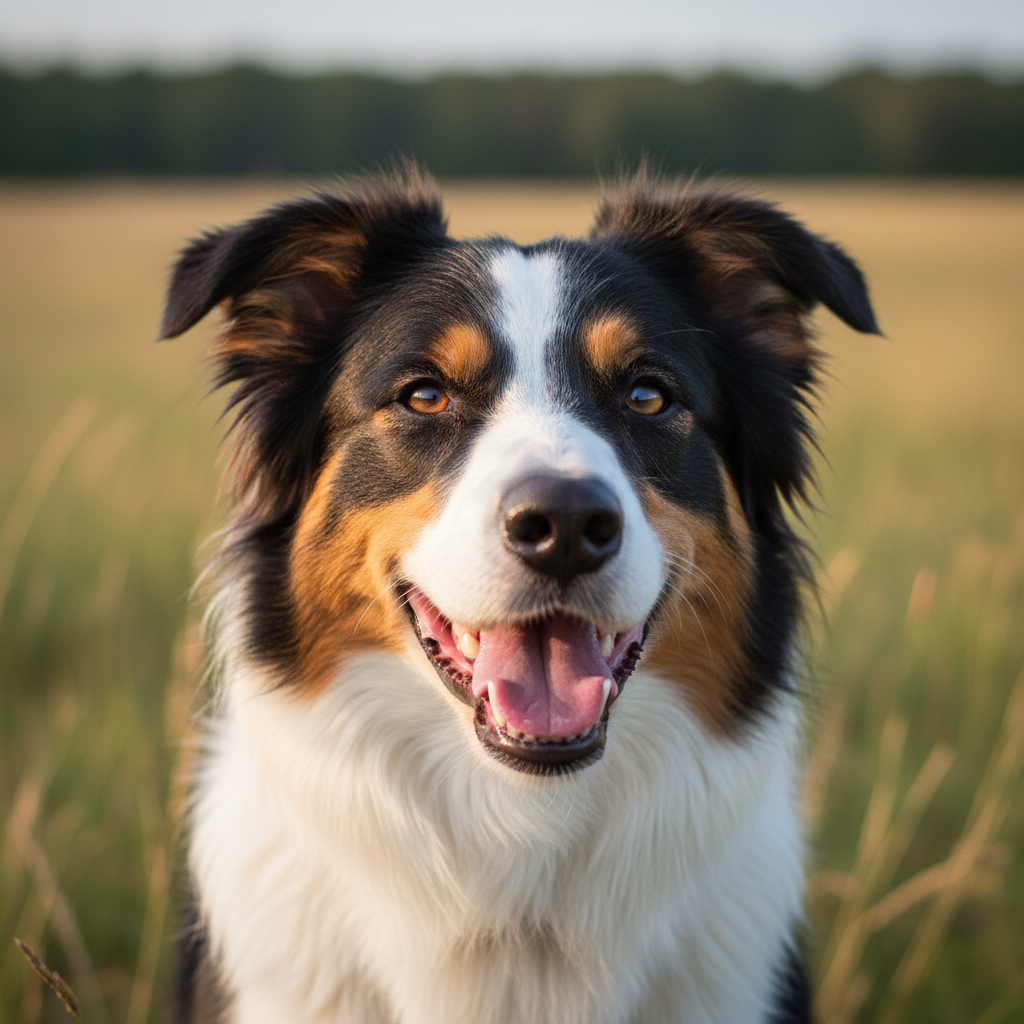 Happy dog of different breed for testimonial