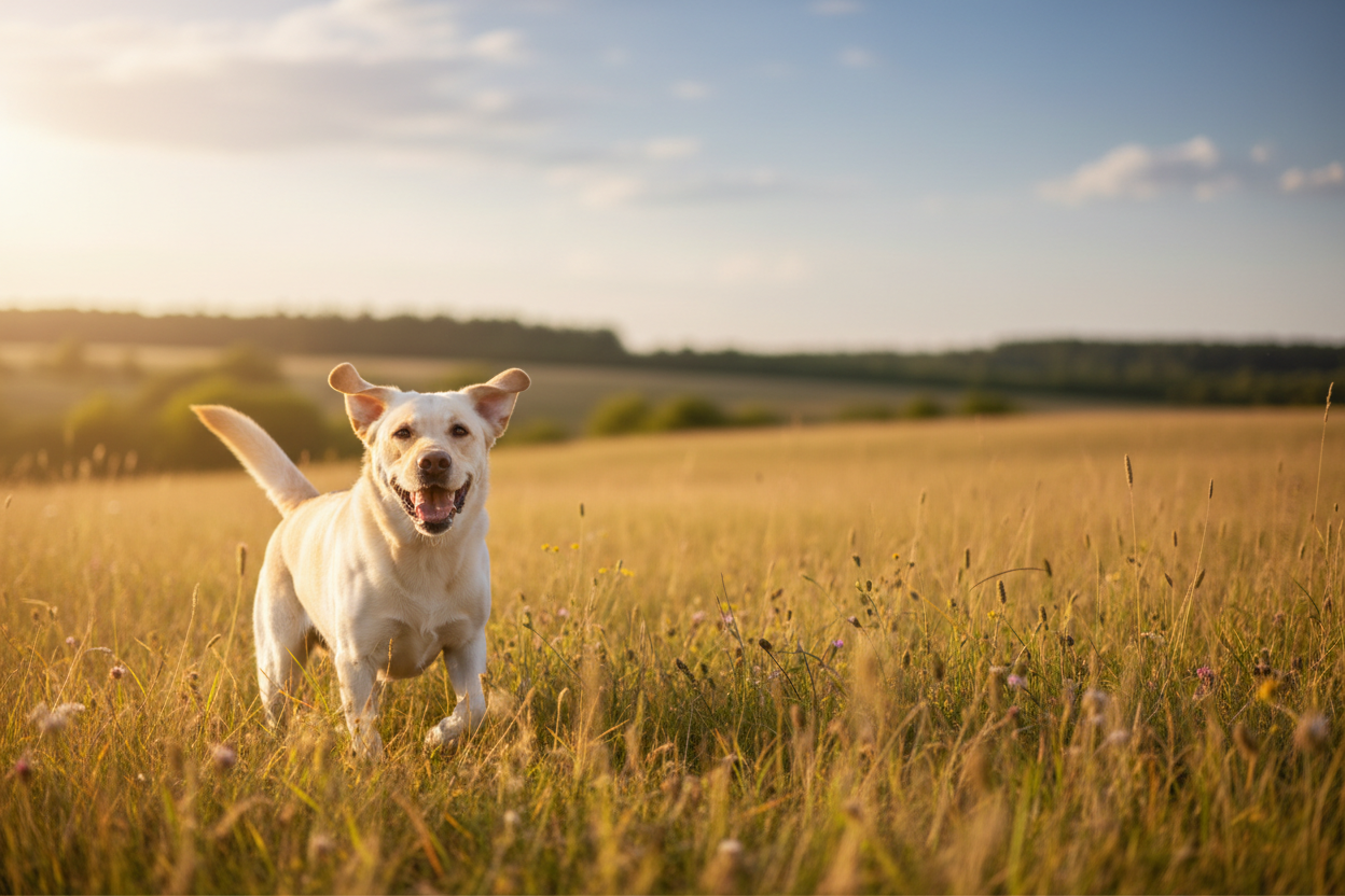 Hero banner with dog on left and text space on right